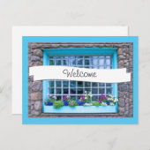 Blue Window Box mit Blume Fotografieren benutzerde Postkarte (Vorne/Hinten)