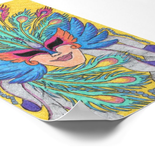 Blue Wing Mardi Gras Mask Poster (Ecke)