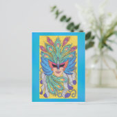 Blue Wing Mardi Gras Mask Postkarte (Stehend Vorderseite)