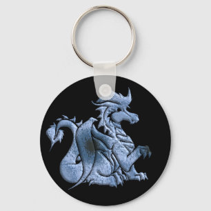 Blue Winged Dragon Black Keychain Schlüsselanhänger