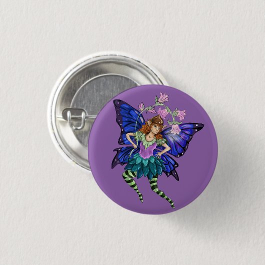 Blue Winged Pixie Button (Vorne & Hinten)