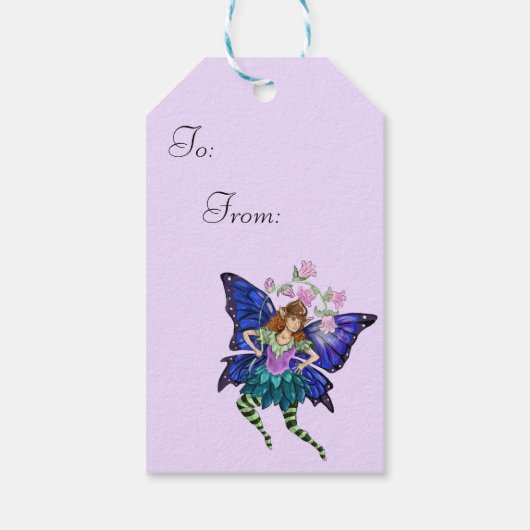 Blue Winged Pixie Geschenkanhänger (Rückseite)