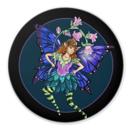 Blue Winged Pixie Keramikknauf (Vorderseite)