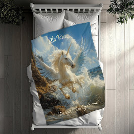 Blue Winged Unicorn Fantasy Nautical Fantasy Horse Fleecedecke