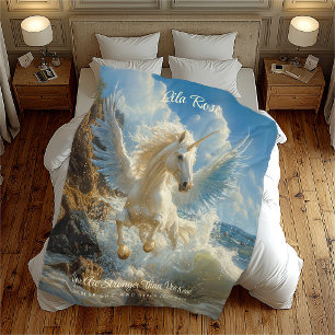 Blue Winged Unicorn Fantasy Nautical Fantasy Horse Fleecedecke