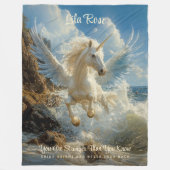 Blue Winged Unicorn Fantasy Nautical Fantasy Horse Fleecedecke (Vorderseite)