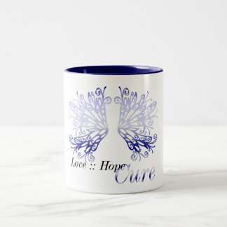 Blue Wings: Liebe-Hoffnungs-Heilungs-rheumatische Zweifarbige Tasse