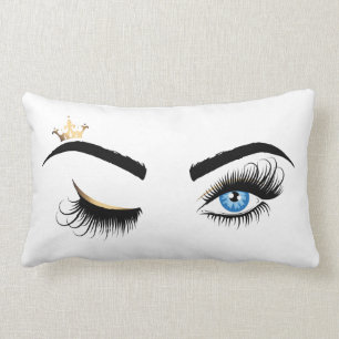 Blue Wink Eyes Long Lashes Crown Lendenkissen
