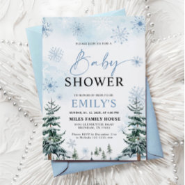 Blue Winter Baby Dusche Einladung