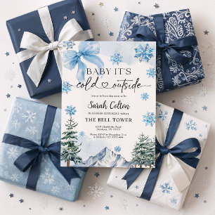 Blue Winter Baby Dusche Einladung