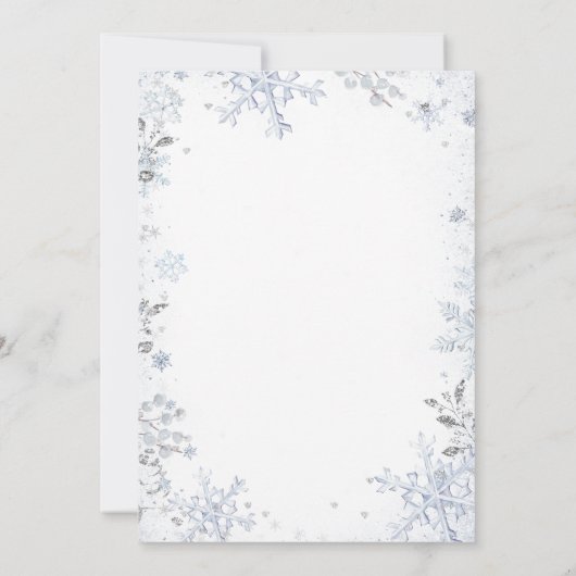 Blue Winter Baubles Handgezogenes Kochgeschirr Bab Einladung (Rückseite)