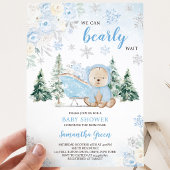 Blue Winter Bear Baby Dusche Einladung