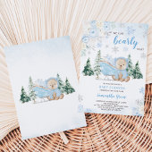 Blue Winter Bear Baby Dusche Einladung