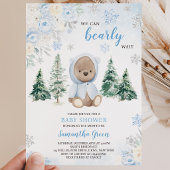 Blue Winter Bear Baby Dusche Einladung