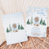 Blue Winter Bear Baby Dusche Einladung