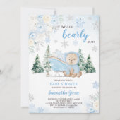 Blue Winter Bear Baby Dusche Einladung (Vorderseite)
