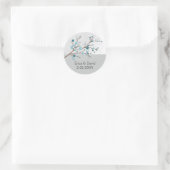 Blue Winter Berries, Winter Wedding Stationery Runder Aufkleber (Tasche)