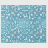 Blue Winter Birthday Geschenkpapier (Flach)