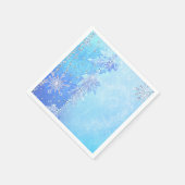 Blue Winter Blätter & Snowflakes Elegantes Party Serviette (Ecke)