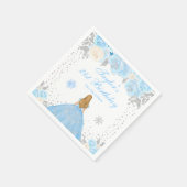 Blue Winter Blonde Hair Princess Geburtstagsparty Serviette (Ecke)