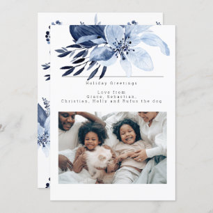 Blue Winter Blume Bloom Foto Personalisiert Card Einladung