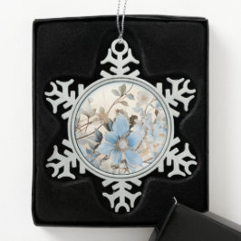 Blue Winter Blume Schneeflocken Zinn-Ornament