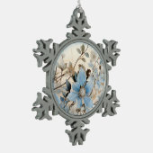 Blue Winter Blume Schneeflocken Zinn-Ornament (Links)