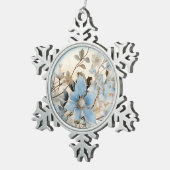 Blue Winter Blume Schneeflocken Zinn-Ornament (Rechts)