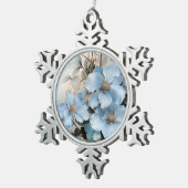 Blue Winter Blume Schneeflocken Zinn-Ornament (Rechts)