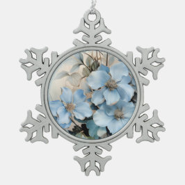 Blue Winter Blume Schneeflocken Zinn-Ornament