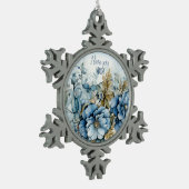 Blue Winter Blume Schneeflocken Zinn-Ornament (Links)