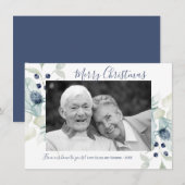 Blue Winter Blume Urlaub Fotokarte Feiertagskarte (Vorne/Hinten)