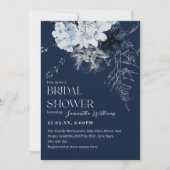 Blue Winter Blume Watercolor Brautparty Einladung (Vorderseite)