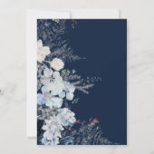 Blue Winter Blume Watercolor Brautparty Einladung (Rückseite)