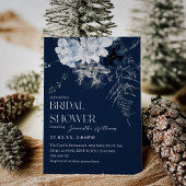 Blue Winter Blume Watercolor Brautparty Einladung