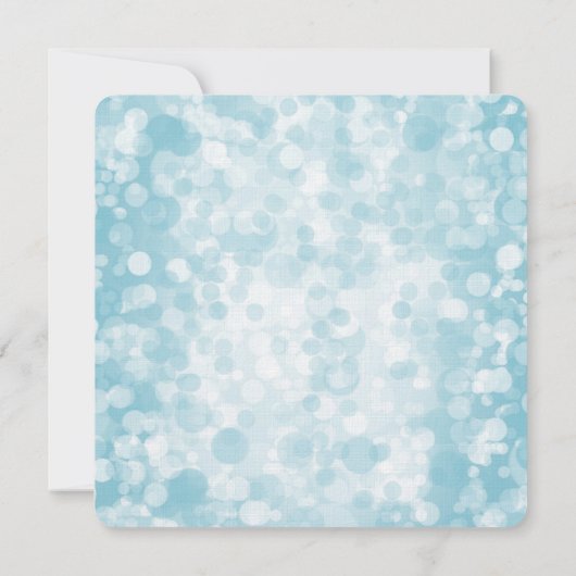 Blue Winter Bokeh Wedding Einladung (Rückseite)