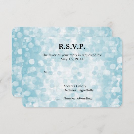 Blue Winter Bokeh Wedding RSVP (Vorne/Hinten)