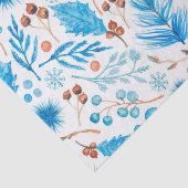 Blue Winter Botanical Pattern in Watercolor Seidenpapier (Ausschnitt)