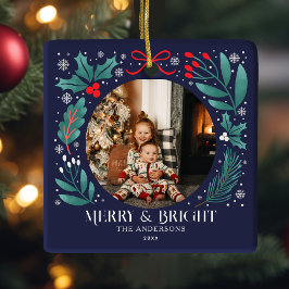 Blue Winter Botanicals Weihnachtsfest Foto Keramikornament