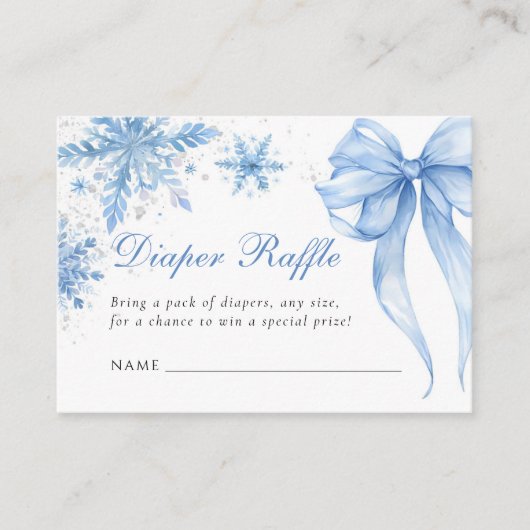 Blue Winter Bow Baby Duschdusche Windelwanne Begleitkarte (Vorderseite)