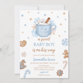 Blue Winter Boy Baby Dusche Einladung (Vorderseite)