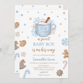 Blue Winter Boy Baby Dusche Einladung (Vorne/Hinten)