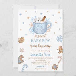 Blue Winter Boy Baby Dusche Einladung