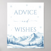 Blue Winter Bridal Shower Advice and Wishes Poster (Vorne)