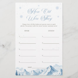 Blue Winter Bridal Shower How Old Were They Game