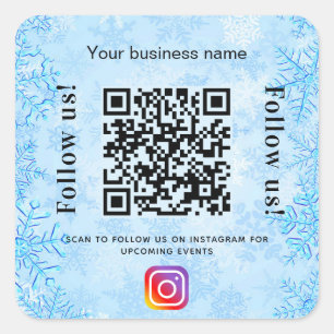Blue Winter Business Name qr Code Instagramm Quadratischer Aufkleber
