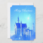 Blue Winter Castle Snowflakes Weihnachtsfest Party Einladung (Vorderseite)