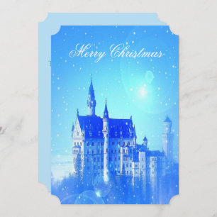Blue Winter Castle Snowflakes Weihnachtsfest Party Einladung