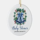 Blue Winter Christmas Bells Babydusche Keramik Ornament (Rechts)