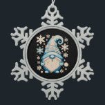 Blue Winter Christmas Gnome Xmas Snow Holiday Schneeflocken Zinn-Ornament<br><div class="desc">Blue Winter Christmas Gnome Xmas Snow Holiday</div>